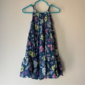 🌼 5/$20 George Girls Tropical Floral Sundress Navy Size 4 Sleeveless Rayon